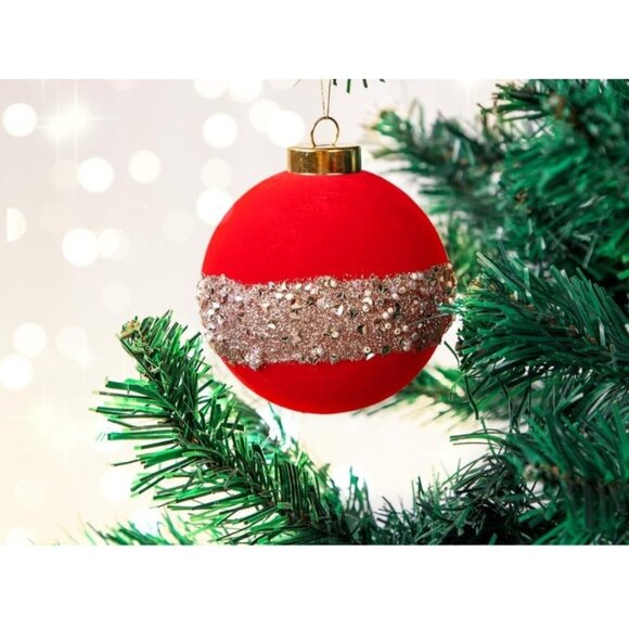 Set Of 12 Red & Gold Christmas Tree Ornaments - Picture 6 of 7